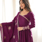 Wine Chanderi Silk Anarkali Gown Set