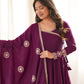 Wine Chanderi Silk Anarkali Gown Set