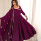 Wine Chanderi Silk Anarkali Gown Set