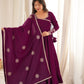 Wine Chanderi Silk Anarkali Gown Set