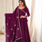 Wine Chanderi Silk Anarkali Gown Set