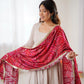 Ivory Cotton Anarkali with Bandhani Dupatta