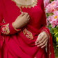 Crimson Gota Moti Anarkali Gown