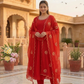 Crimson Gota Moti Anarkali Gown
