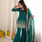 Burgundy Crinkle Silk Kurta Set with Bell Bottoms
