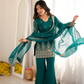 Burgundy Crinkle Silk Kurta Set with Bell Bottoms
