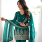 Burgundy Crinkle Silk Kurta Set with Bell Bottoms