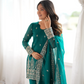 Burgundy Crinkle Silk Kurta Set with Bell Bottoms
