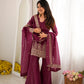 Burgundy Crinkle Silk Kurta Set with Bell Bottoms