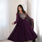 Wine Georgette Anarkali Suit with Dupatta