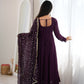 Wine Georgette Anarkali Suit with Dupatta
