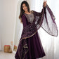 Wine Georgette Anarkali Suit with Dupatta