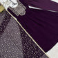 Wine Georgette Anarkali Suit with Dupatta