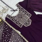 Wine Georgette Anarkali Suit with Dupatta