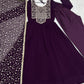 Wine Georgette Anarkali Suit with Dupatta