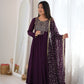 Wine Georgette Anarkali Suit with Dupatta