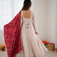 Ivory Cotton Anarkali with Bandhani Dupatta