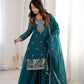 Crunchy Silk Embroidered Sharara Suit Set for Festive and Wedding Wear