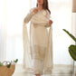 Pure Chinon Silk Embroidered Suit Set with Sequin Dupatta