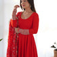 Royal Fox Georgette Anarkali Set with Embroidered Dupatta