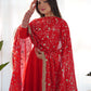 Royal Fox Georgette Anarkali Set with Embroidered Dupatta