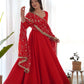 Royal Fox Georgette Anarkali Set with Embroidered Dupatta