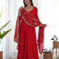 Royal Fox Georgette Anarkali Set with Embroidered Dupatta