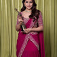 Wine Sequin Ruffle Saree