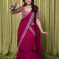 Wine Sequin Ruffle Saree