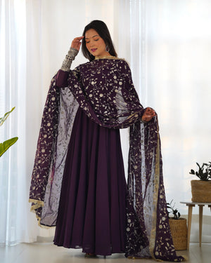 Royal Fox Georgette Anarkali Set with Embroidered Dupatta