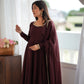 Maroon Mirror-Work Anarkali Gown