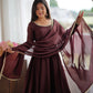 Maroon Mirror-Work Anarkali Gown