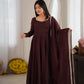 Maroon Mirror-Work Anarkali Gown