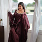 Maroon Mirror-Work Anarkali Gown