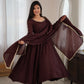 Maroon Mirror-Work Anarkali Gown