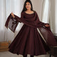 Maroon Mirror-Work Anarkali Gown
