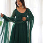 Fox Georgette Laheriya Print Anarkali Set with Lace Dupatta