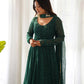 Fox Georgette Laheriya Print Anarkali Set with Lace Dupatta