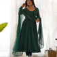 Fox Georgette Laheriya Print Anarkali Set with Lace Dupatta
