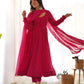 Fox Georgette Laheriya Print Anarkali Set with Lace Dupatta