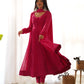 Fox Georgette Laheriya Print Anarkali Set with Lace Dupatta