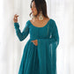 Fox Georgette Laheriya Print Anarkali Set with Lace Dupatta