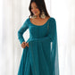 Fox Georgette Laheriya Print Anarkali Set with Lace Dupatta
