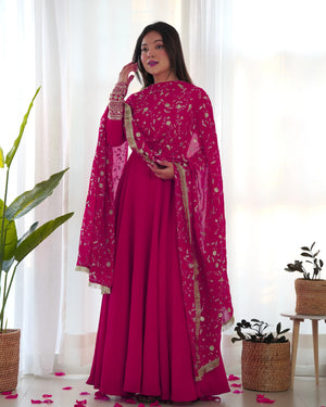 Royal Fox Georgette Anarkali Set with Embroidered Dupatta