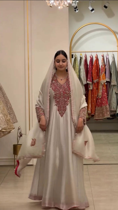 Ivory Cording Anarkali Gown