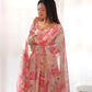 Fox Georgette Multi-Floral Anarkali Set with Triangle Lace Dupatta