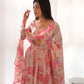 Fox Georgette Multi-Floral Anarkali Set with Triangle Lace Dupatta