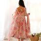 Fox Georgette Multi-Floral Anarkali Set with Triangle Lace Dupatta