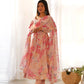 Fox Georgette Multi-Floral Anarkali Set with Triangle Lace Dupatta