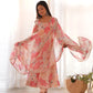 Fox Georgette Multi-Floral Anarkali Set with Triangle Lace Dupatta